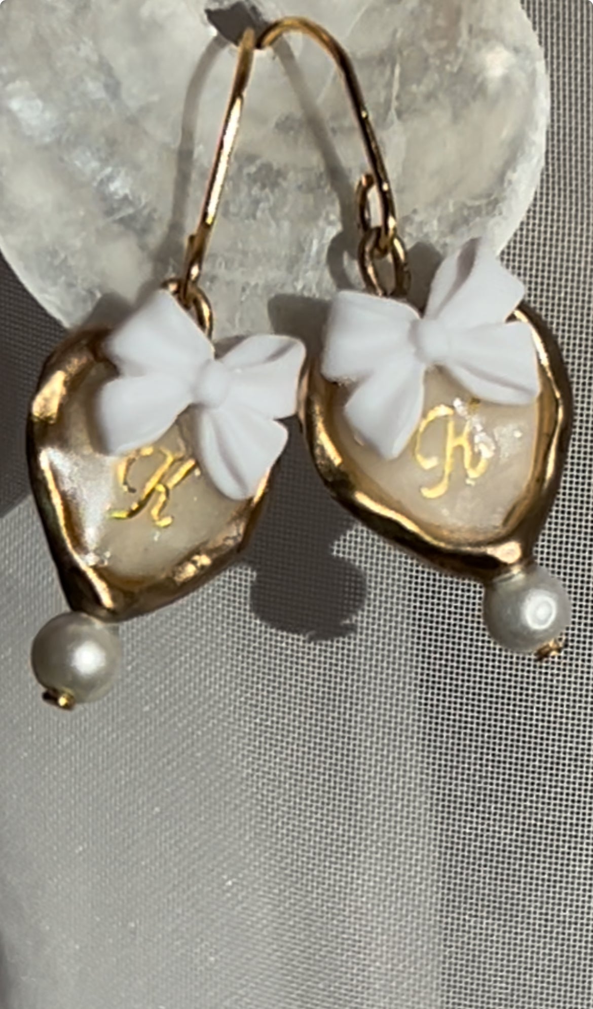 Personalized Coquette Initial Heart-Drop Earrings